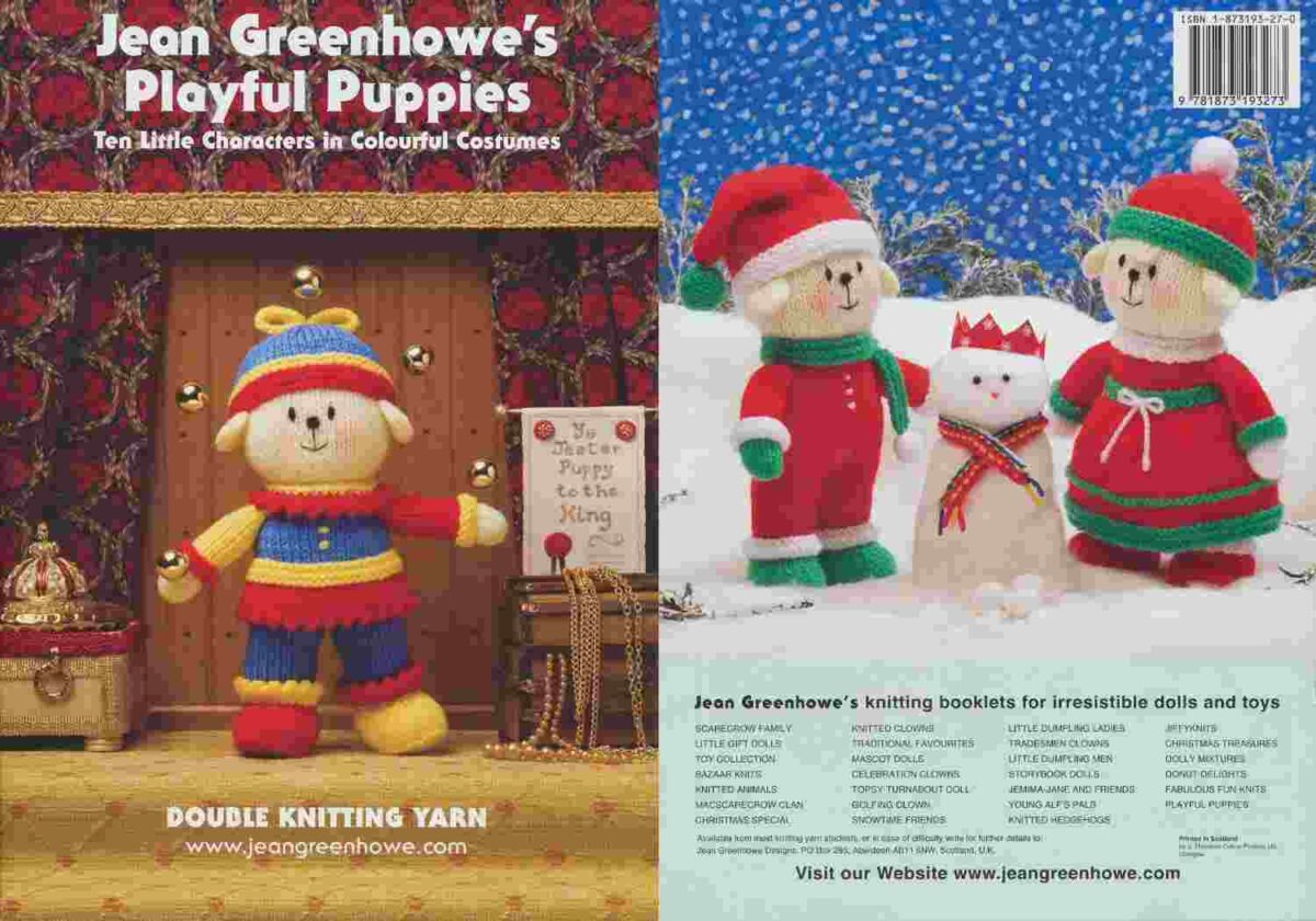 Jean Greenhowe Playful Puppies Knitting Book Double Knitting DK Colourful Toy Patterns - Image 1