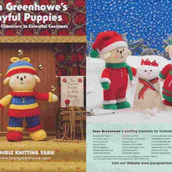 Jean Greenhowe Playful Puppies Knitting Book Double Knitting DK Colourful Toy Patterns